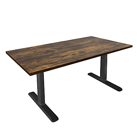 Mount-It! Electric Standing Desk With Adjustable Height And 55"W Tabletop, Oak