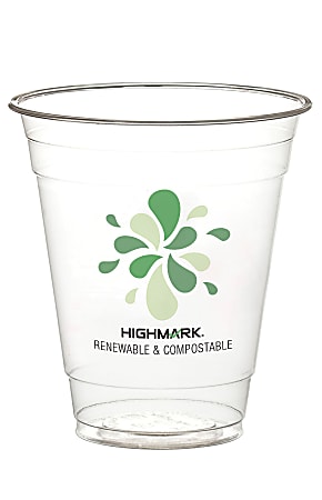 Highmark® ECO Compostable Plastic Cups, 12 Oz, Clear,