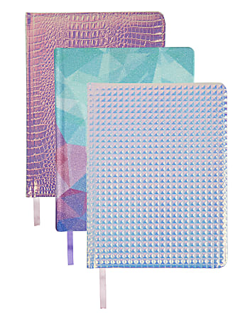 Office Depot® Brand Holographic Puffy Notebook, 6" x 8", College Ruled, 192 Pages (96 Sheets), Assorted Colors