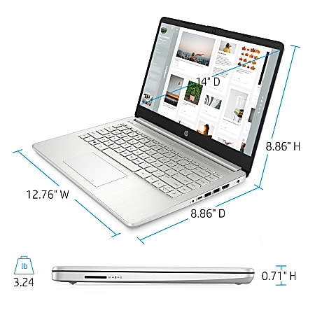 HP 14-fq0022od Laptop, 14" Screen, AMD 3020e, 4GB Memory, 64GB eMMC, Windows® 10 In S Mode, 1Z9Y6UA#ABA, Microsoft 365 Personal 1-Year Subscription