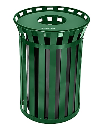 Alpine Industries Outdoor Metal Waste Receptacle, 38 Gallons, Green