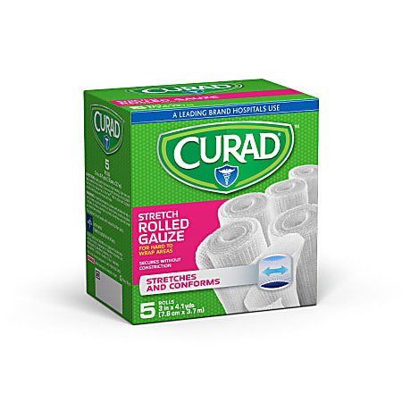 CURAD® Cotton Bandage Rolls, 3" x 4 1/8 Yd., White, Pack Of 24