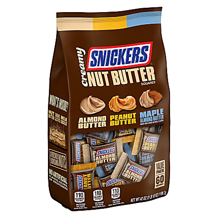 SNICKERS Creamy Nut Butter Squares 60-Piece Variety Pack, 42 Oz Bag