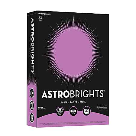 Astrobrights® Color Multi-Use Printer & Copy Paper, 1 Ream, Planetary Purple, Letter (8.5" x 11"), 500 Sheets Per Ream, 24 Lb, 94 Brightness