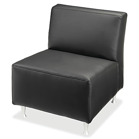 Lorell® Fuze Modular Bonded Leather Armless Lounge Chair, Black