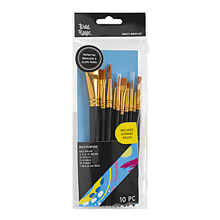 Brea Reese 10-Piece Value Paintbrush Set, Round/Flat, Black