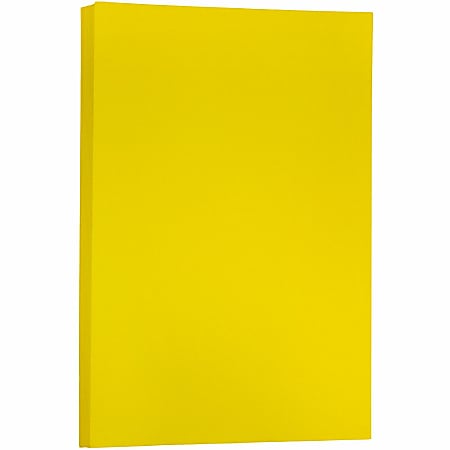 JAM Paper® Ledger Matte Paper, Yellow, Ledger (11" x 17"), 100 Sheets Per Pack, 24 Lb, 30% Recycled