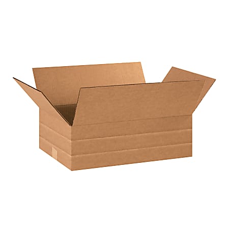Partners Brand Multi-Depth Corrugated Boxes, 18" x 12" x 6", Scored 4", 2", Kraft, Pack Of 25