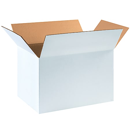 Partners Brand White Corrugated Boxes, 18" x 12" x 12", Pack Of 25