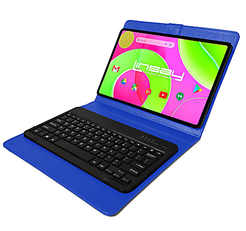 Linsay Octa Core Wi-Fi Tablet, 12”, 8GB Memory, 256GB Storage, Android 14, With Blue Style Keyboard And Application Pack