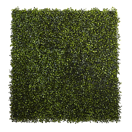 Nearly Natural Plastic Boxwood Mats, 12" x 10", Green, Set Of 12 Mats