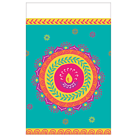Amscan Diwali Plastic Table Cover, 54” x 102”, Pack Of 3