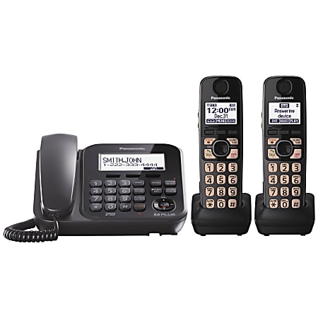 PANASONIC KX-TG4772B Expandable Digital Cordless Answering System with 1 Corded and 2 Cordless Handsets