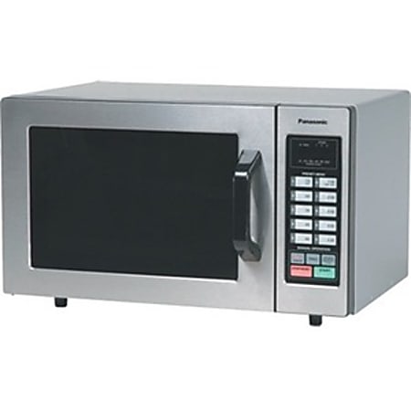 Panasonic 1000 Watt Commercial Microwave Oven with 10 Programmable Memory  NE 1054F Single Medium Size 0.8 ftandsup3 Capacity Microwave 6 Power Levels  1000 W Microwave Power 120 V AC 13.40 A Fuse Countertop Stainless Steel  Silver - Office Depot