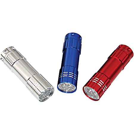 Dorcy 41-3246 9 LED Aluminum Flashlight, Red, Blue, Silver, Pack Of 3