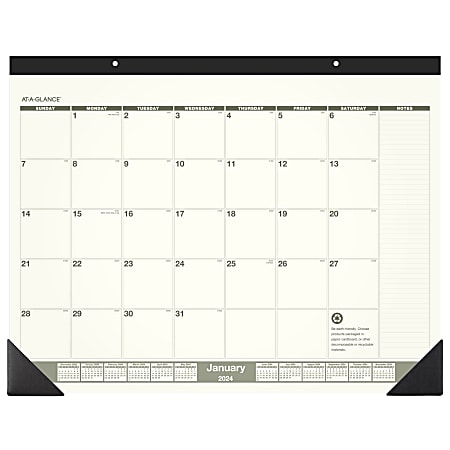 2024 AT-A-GLANCE® Recycled Monthly Desk Pad Calendar, 22" x 17", 100% Recycled, January To December 2024, SK32G00