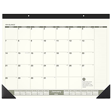 2024 AT-A-GLANCE® Recycled Monthly Desk Pad Calendar, 22&quot;