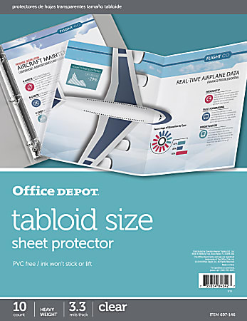 Office Depot® Brand Tabloid-Size Sheet Protectors, 11" x 17", Clear, Pack Of 10
