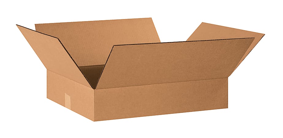 Partners Brand Flat Corrugated Boxes, 20" x 16" x 4", Kraft, Pack Of 25