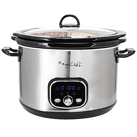 MegaChef Interchangeable 6-Quart And Split 2.5-Quart Slow Cooker And Warmer