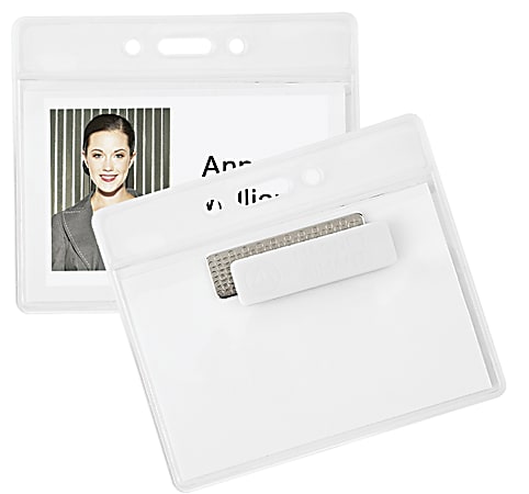 Magnetic Name Badge Holder Kit, 4” x 3” Clear Top Loading - 12
