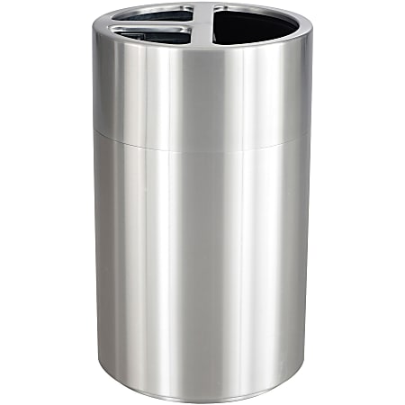 Safco Triple Recycling Receptacle - 40 gal Capacity - Removable Lid, Durable, Long Lasting - 34" x 20" Diameter - Aluminum - Stainless Steel - 1 Each