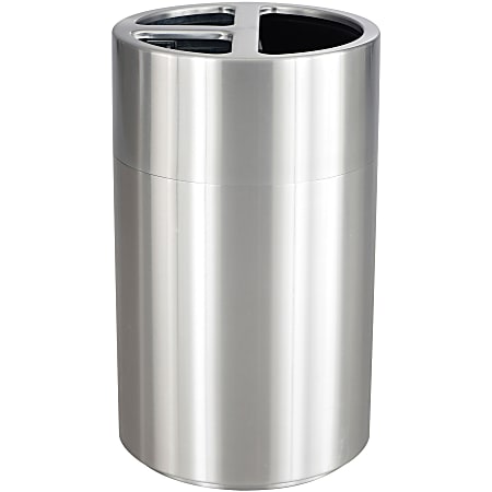 Safco Triple Recycling Receptacle - 40 gal Capacity - Removable Lid, Durable, Long Lasting - 34" Height x 20" Diameter - Aluminum - Stainless Steel - 1 Each