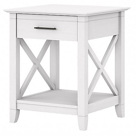 Bush® Furniture Key West End Table With Storage, 24"H x 20"W x 20"D, Pure White Oak, Standard Delivery