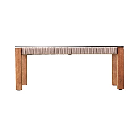 SEI Furniture Brendina Outdoor Glass-Top Cocktail Table, 15-3/4"H x 39-1/2"W x 23-3/4"D, Natural