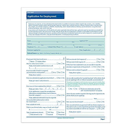 ComplyRight State-Compliant Job Applications, West Virginia, Pack Of 50