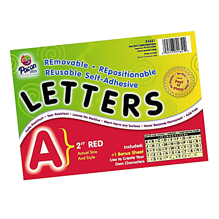 Pacon® Self-Adhesive Letters, 2", Red, Pack Of 159