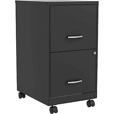 NuSparc 18" 2-Drawer Steel Mobile File Cabinet, Black, 1 Each