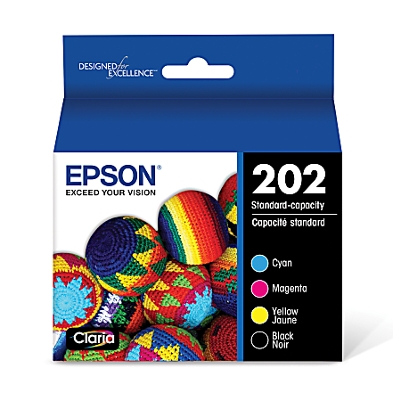 Epson® 202 Claria® Black And Cyan, Magenta, Yellow Ink Cartridges, Pack Of 4, T202120-BCS