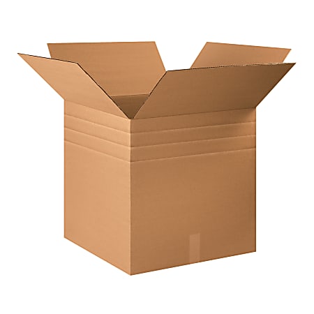 Partners Brand Multi-Depth Corrugated Boxes, 22" x 22" x 22", Scored 20", 18", 16", Kraft, Pack Of 10