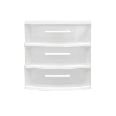 Inval 3-Drawer Storage Cabinet, 6-5/16" x 6-15/16", Clear/White