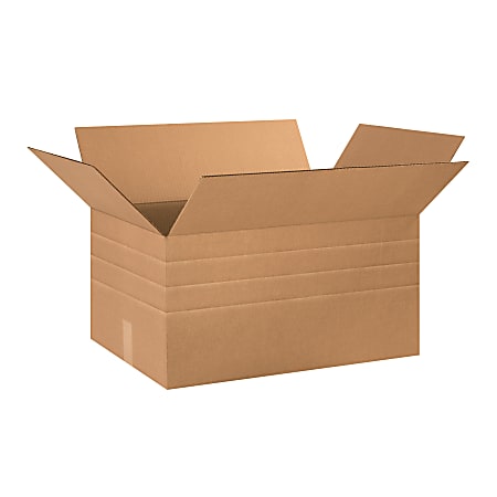 Partners Brand Multi-Depth Corrugated Cartons, 12" x 24" x 16", Pack Of 15