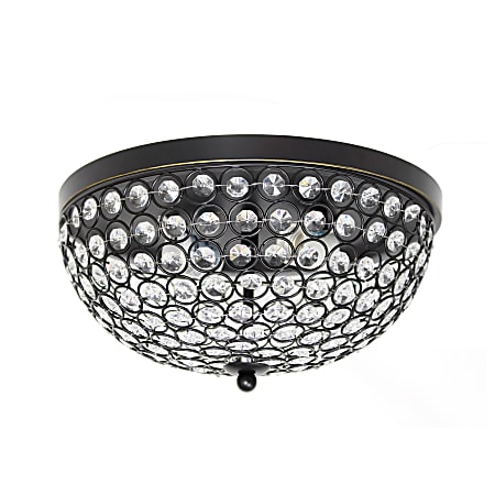 Lalia Home Crystal Glam 2-Light Ceiling Flush-Mount Light, Restoration Bronze/Crystal