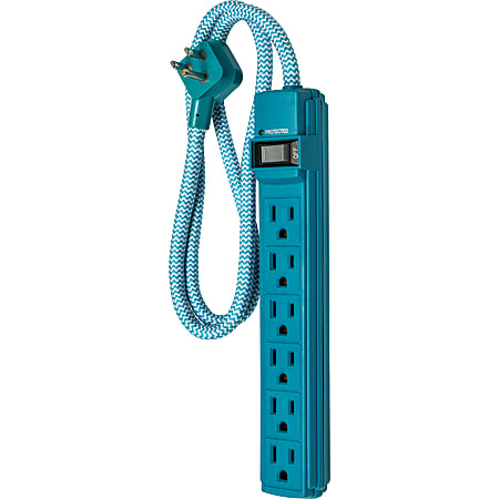 PowerGear Surge 6-Outlet Surge Protector, 3' Cord, Teal, 38908