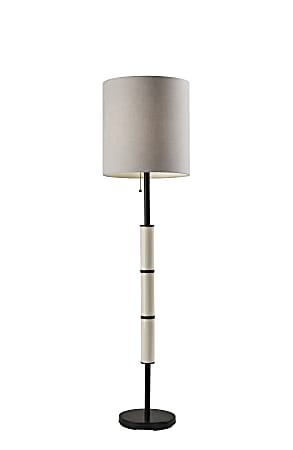 Adesso® Vanessa Floor Lamp, 63"H, Taupe Shade/Black Base