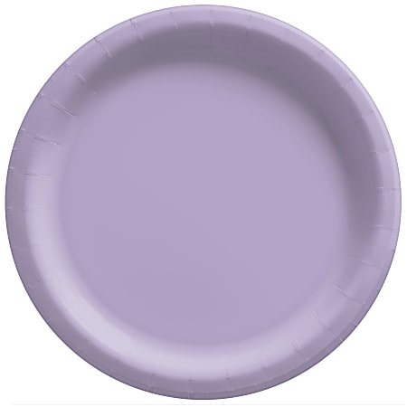 Amscan Round Paper Plates, Lavender, 6-3/4”, 50 Plates Per Pack, Case Of 4 Packs