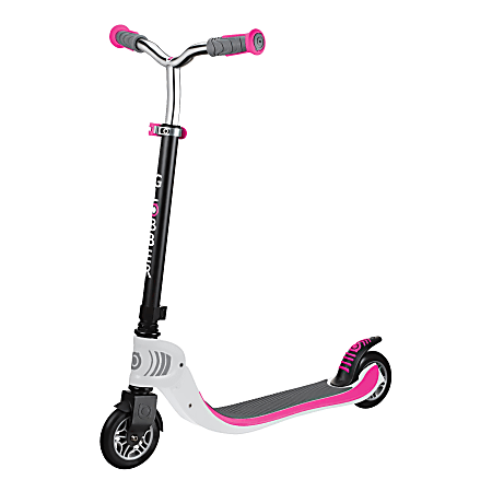 Globber Flow Foldable 125 Scooter, 32-1/4"H x 17-5/16"W x 38-3/16"D, Pink/White