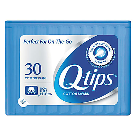 Q-tips Cotton Swabs, 1", White, 30 Swabs Per Pack, Container Of 36 Packs