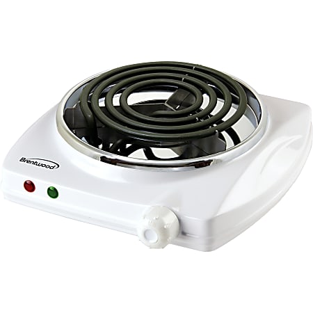 Brentwood TS-322 1000w Single Electric Burner, White - 1 x Burner - Cast Iron Cooking Surface Material