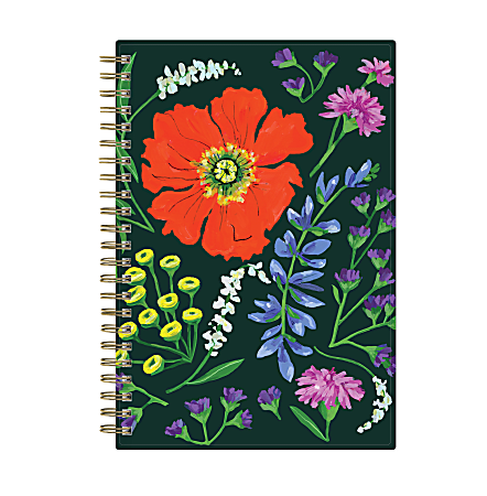 2027 Blue Sky Rachael Reese Midnight Botanicals Weekly/Monthly Planning Calendar, 5x8, Safety Wirebound, Floral Design, Jan-Dec 2027, Qty 1