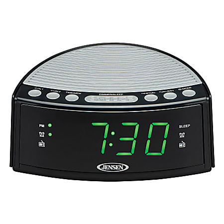 Jensen JCR-160 AM/FM Digital Dual-Alarm Clock Radio, 2.2”H x 5.5” x 4”, Black