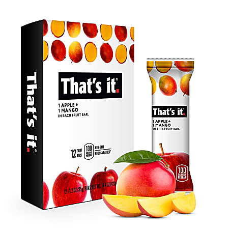 That's It Fruit Bars, Gluten-Free Apple + Mango, 1.2 Oz, Pack Of 12 Bars