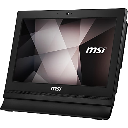 MSI PRO 16T 10M-085US All-in-One Computer - Intel Celeron 5205U Dual-core (2 Core) 1.90 GHz - 4 GB RAM - 128 GB M.2 Serial ATA/600 SSD - 15.6" HD 1366 x 768 Touchscreen Display - Desktop - Black - Intel Chip - Windows 10 Pro - Intel UHD Graphics - 65 W