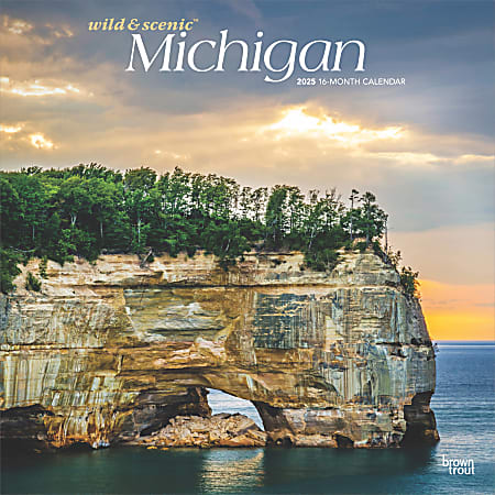 2025 BrownTrout Michigan Wild & Scenic Monthly Plastic-Free Square Wall Calendar, 12" x 12", American States, January to December 2025, 9781975475277