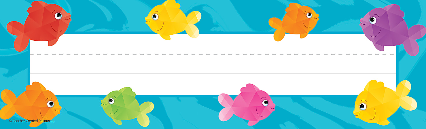 Teacher Created Resources Flat Name Plates, 3-1/2" x 11-1/2", Colorful Fish, Pack Of 36 Name Plates