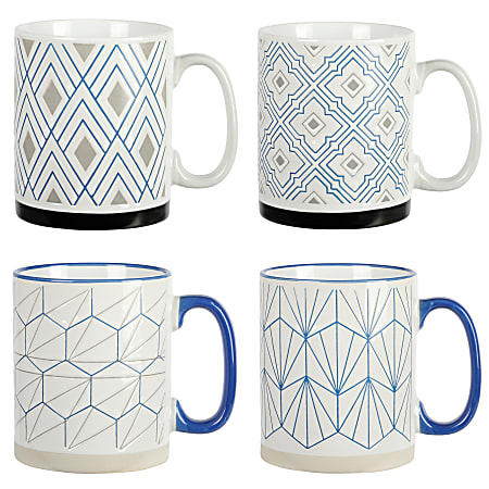 Mr. Coffee Parkmill Stoneware Coffee Mug Set, 17 Oz, Assorted Colors, Set Of 4 Mugs